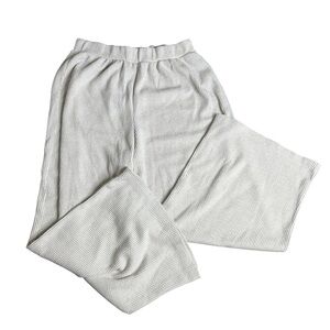 Abercrombie & Fitch Ribbed Knit Pants Sweatpants Sleep M Cream Oatmeal Wide Leg